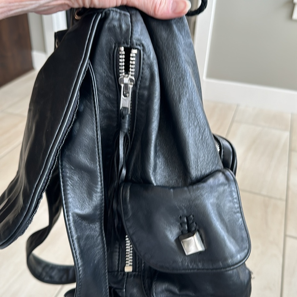 Revolve Simone Camille the mirror leather backpack in black - Picture 6 of 8